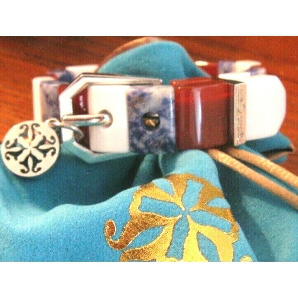 New Rustic Cuff Patriotic USA Natural Gemstone Charay Stretchy Bracelet - Picture 5 of 5